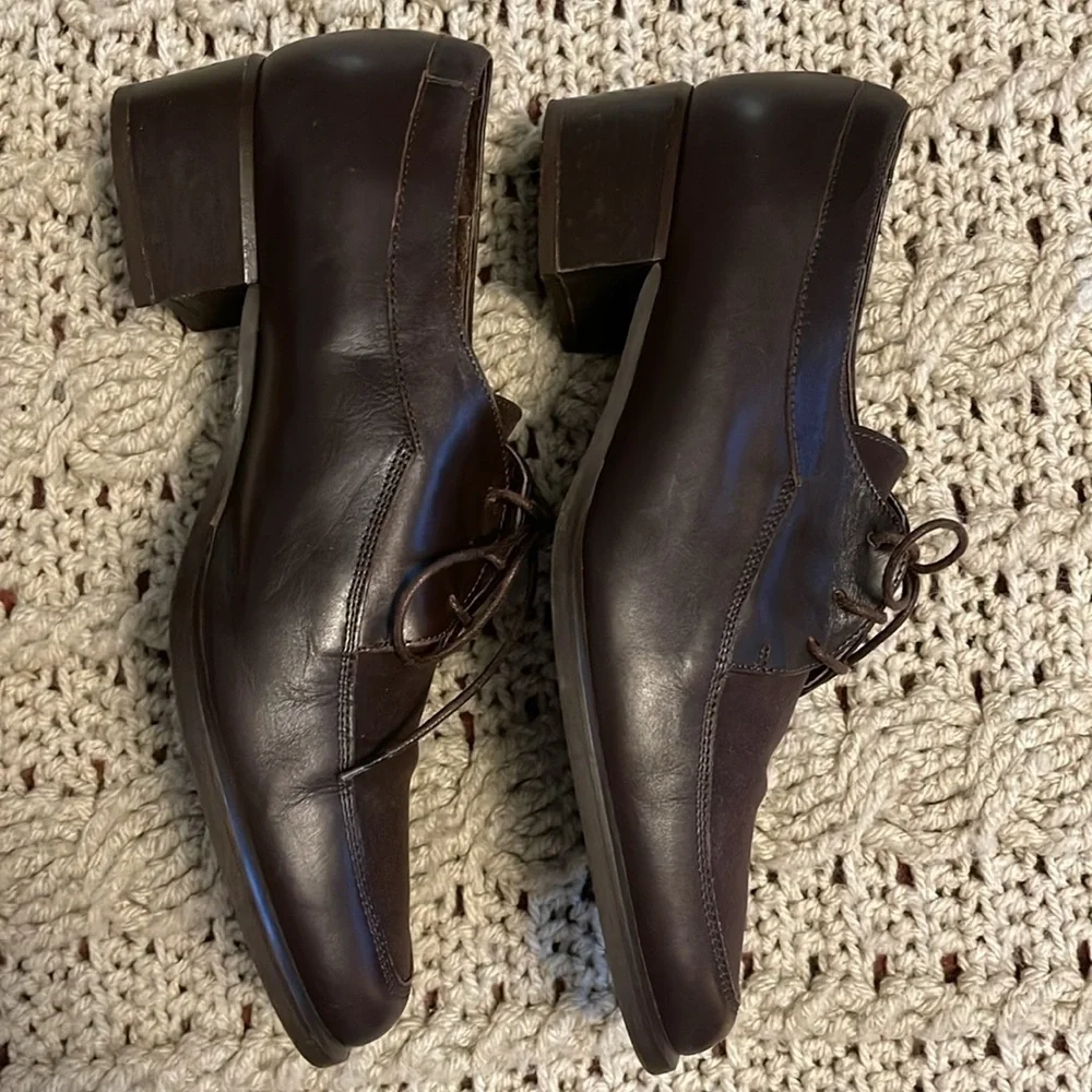 Amalfi Shoes Lace Up Brown‎ Suede & Leather Loafers women’s size 7 point toe